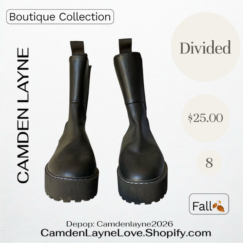 Divided Black Platform Ankle Boots(NEW) - Picture 3 of 5